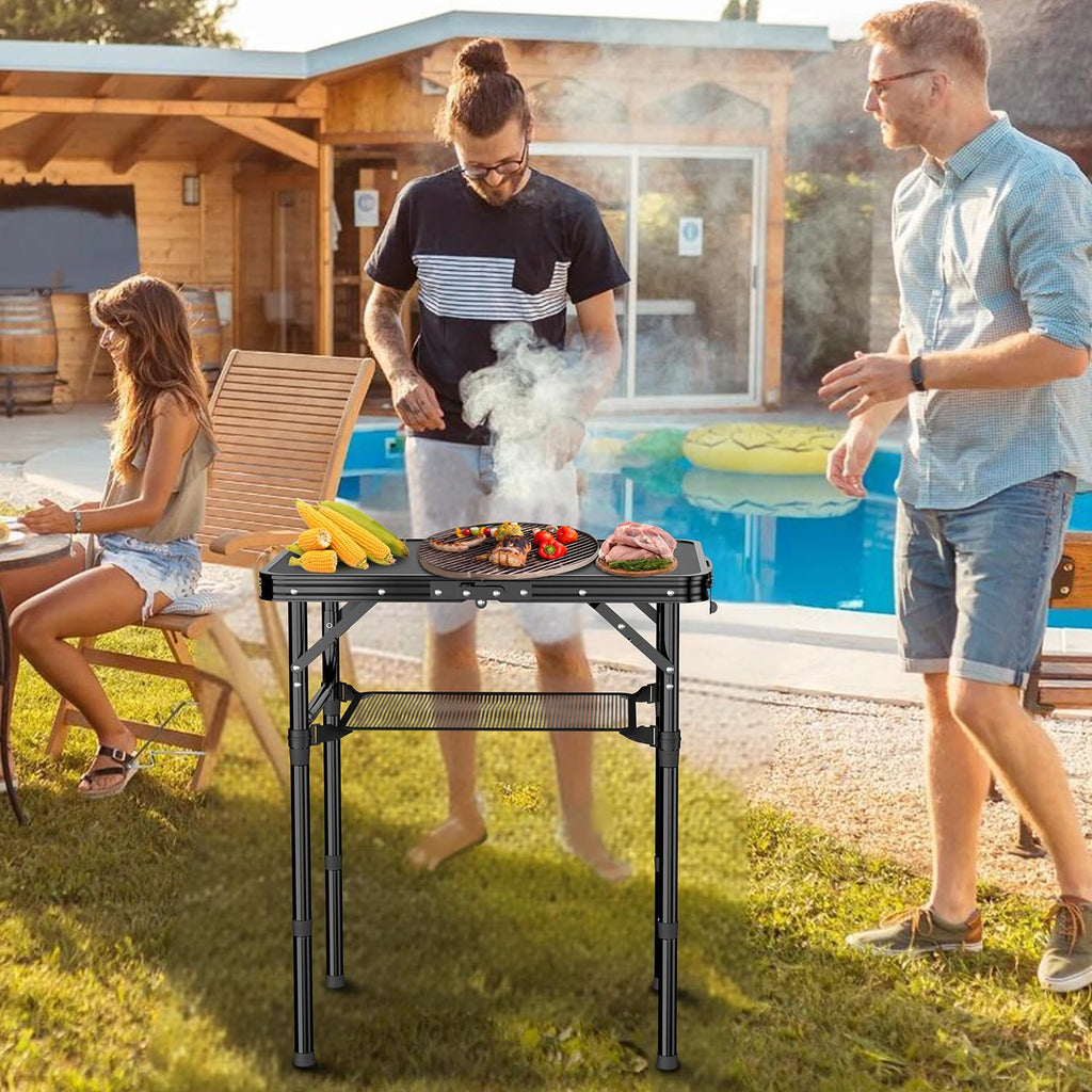 2 FT Folding Camping Table with 3 Adjustable Height Z95340