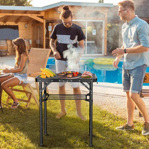 2 FT Folding Camping Table with 3 Adjustable Height Z95340