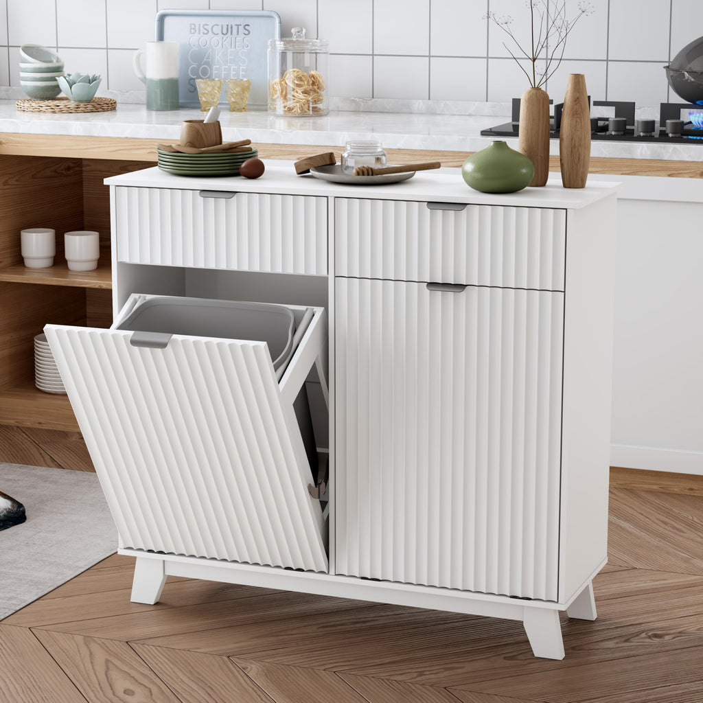 10 Gallon Tilt Out Trash Can Cabinet with Storage Drawer W722430