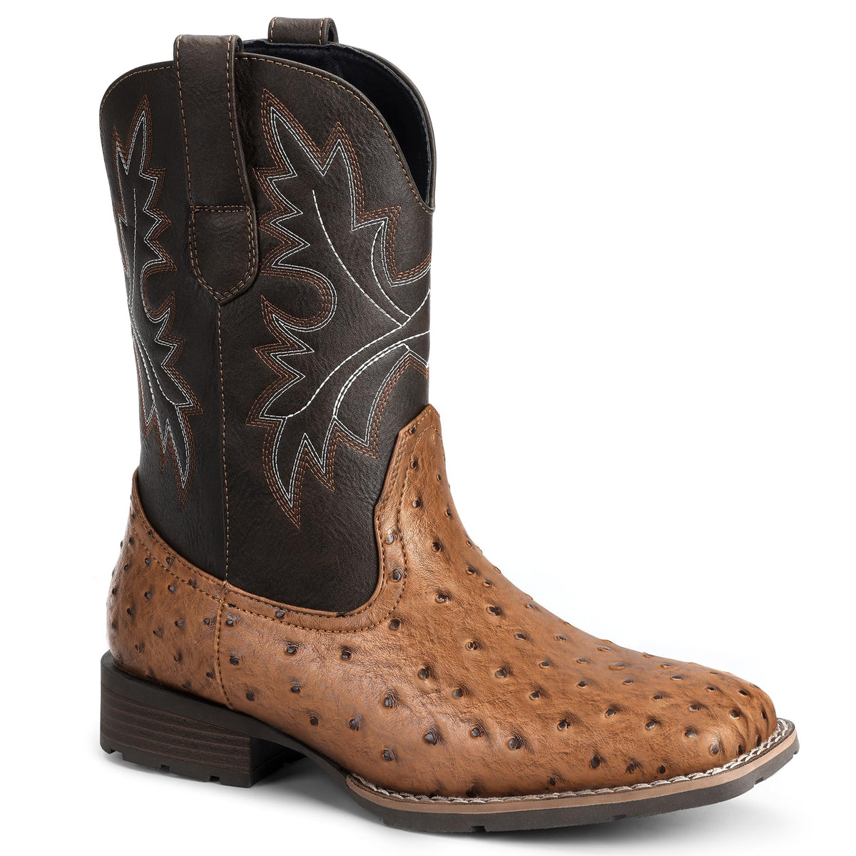 Cowboy Boots for Men with Embroidered Square Toe E1133