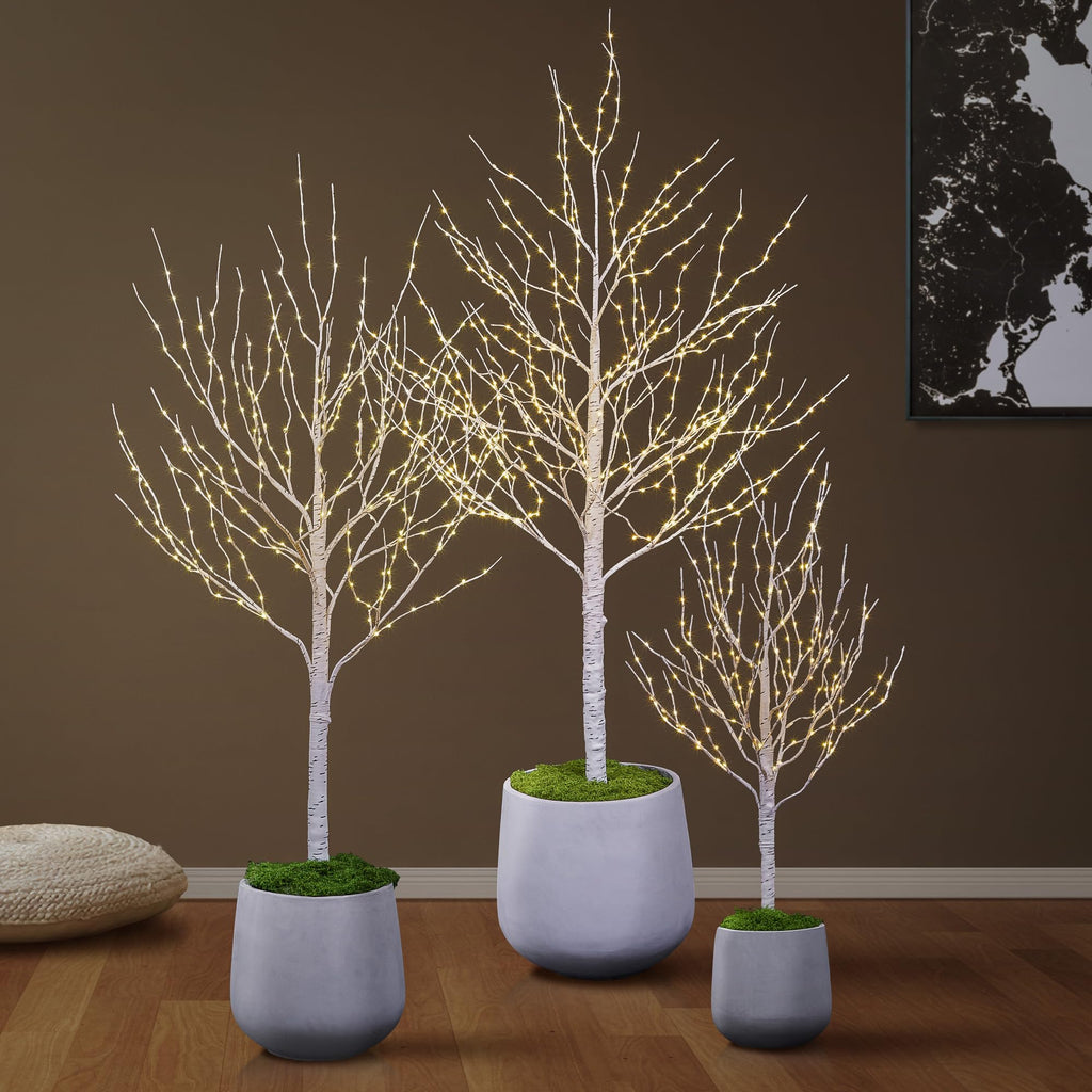 Lighted Birch Twig Tree with Fairy Lights, Pack of 3 Warm White T95904