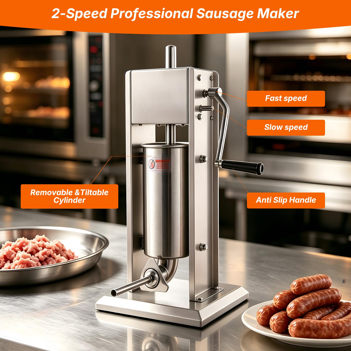 Stainless Steel Vertical Sausage Stuffer 11Lb/5L W463460