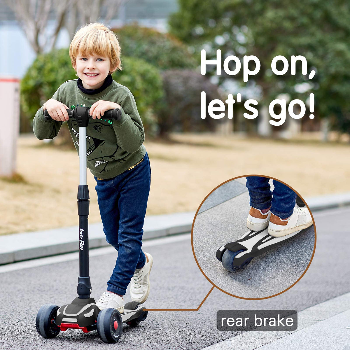 3 Wheels Scooter with Adjustable Height & LED Light J29186