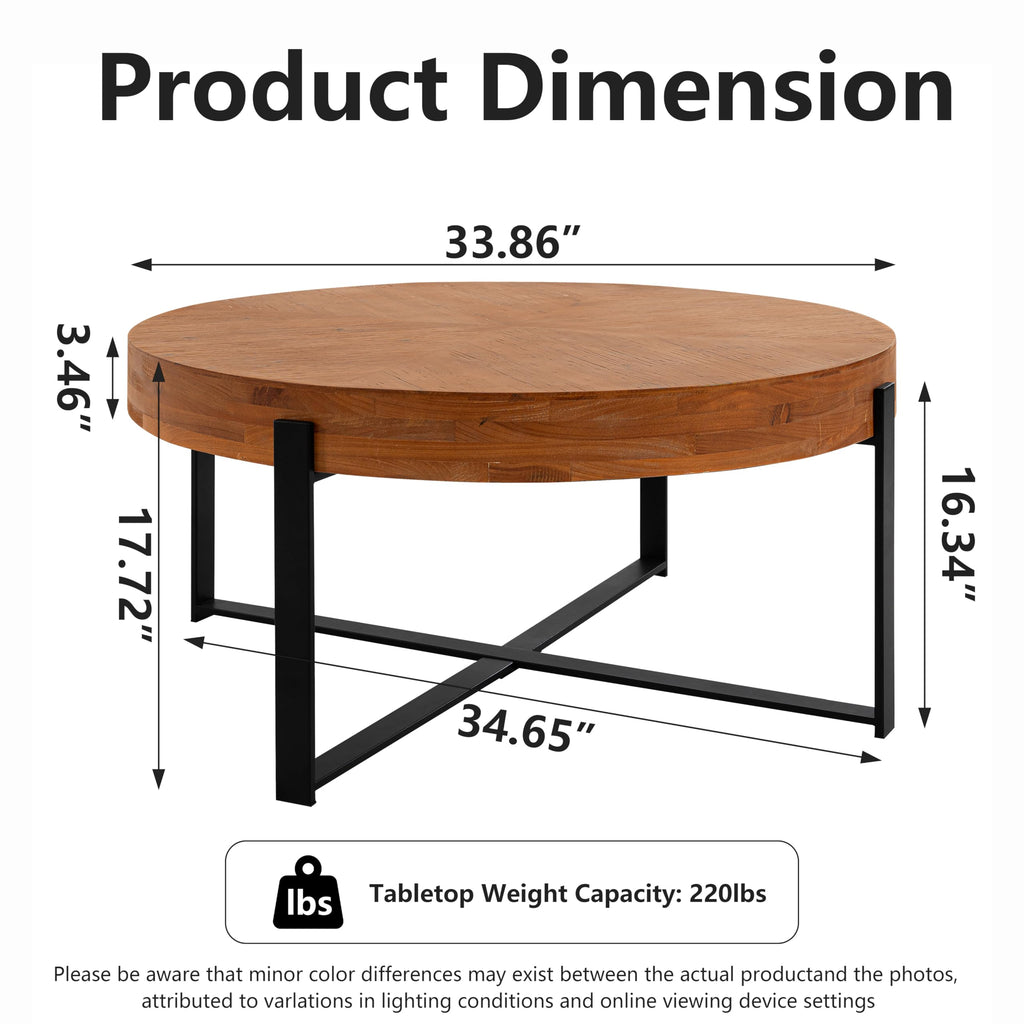 Round Coffee Table with Black Cross Legs Base H423558
