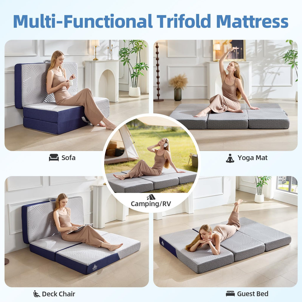 6 Inch Cooling Memory Foam Foldable Mattress Twin Size Y5804