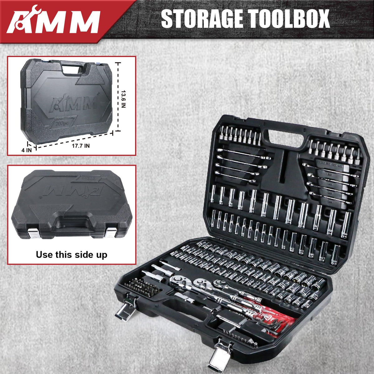1/4 in, 3/8 in and 1/2 in Drive 202 Piece Mechanics Tool Set T909