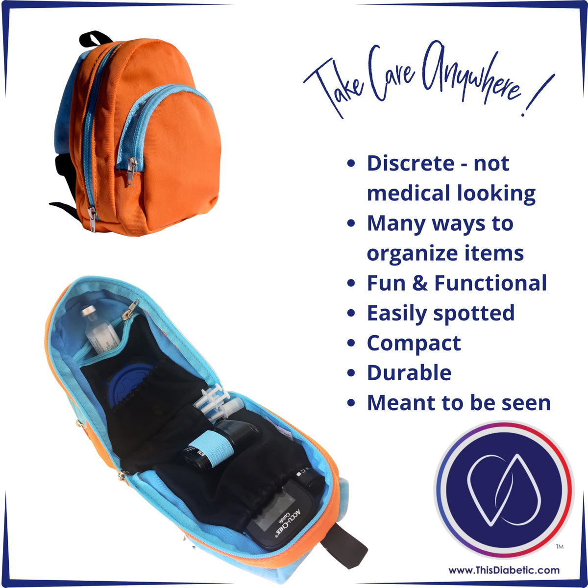 Orange Diabetic Supply Bag Y81085