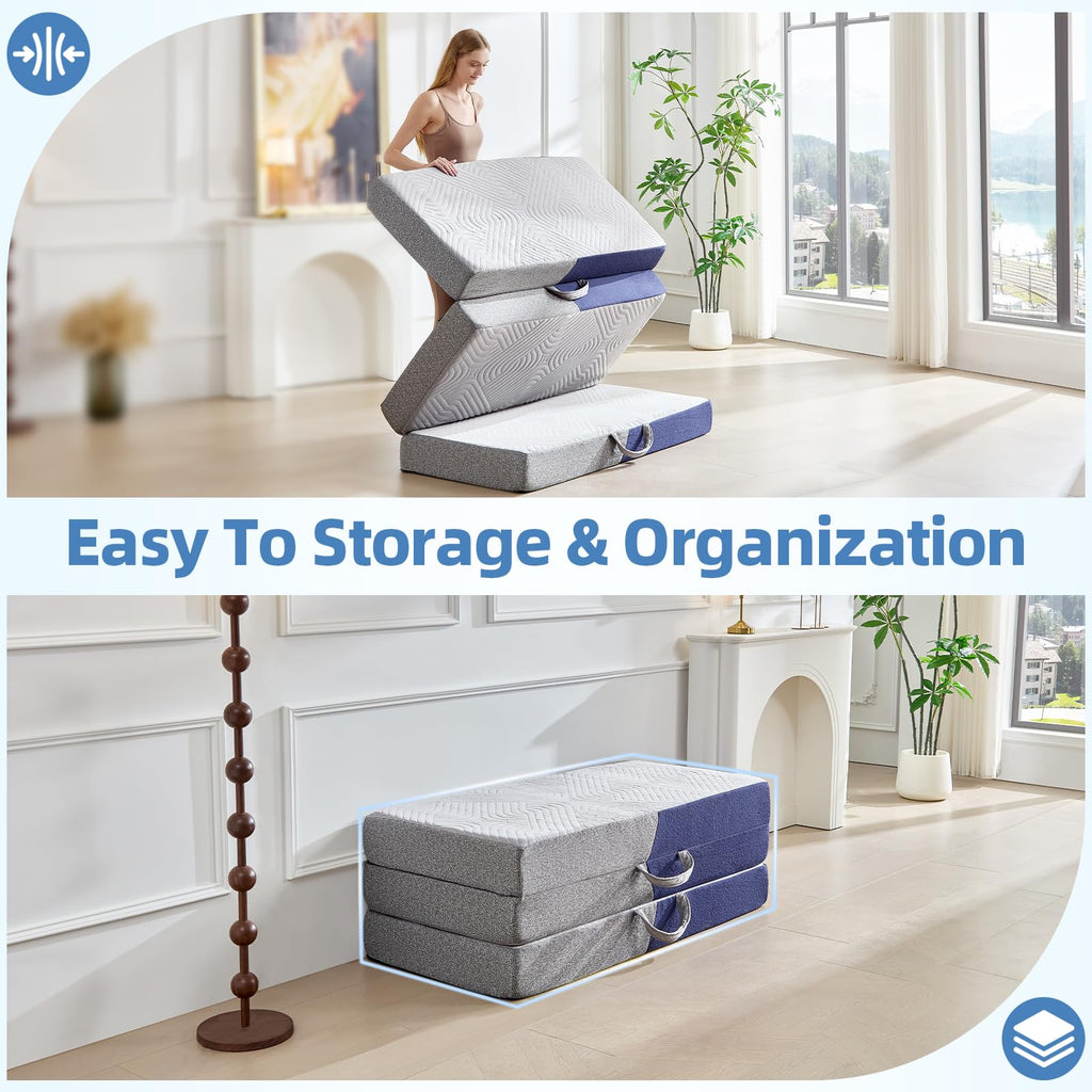 6 Inch Cooling Memory Foam Foldable Mattress Twin Size Y5804