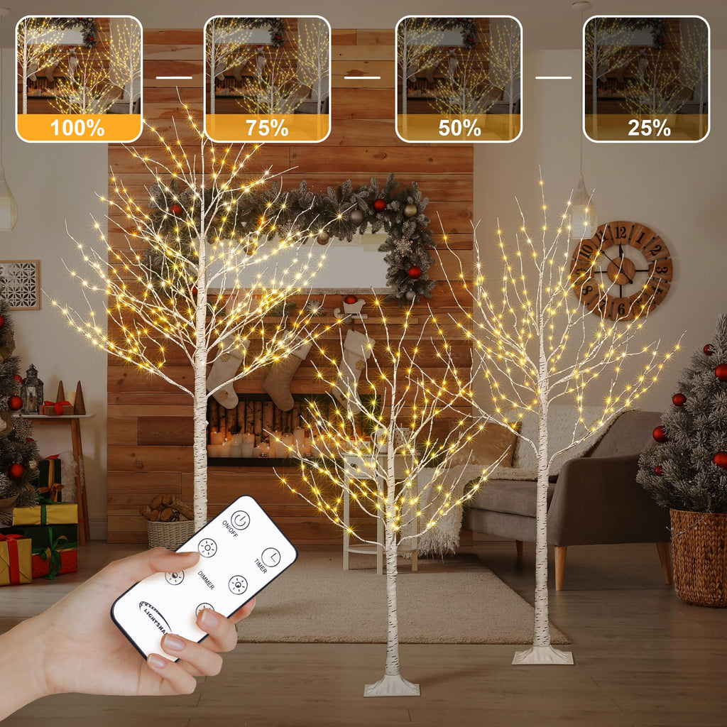 Lighted Birch Twig Tree with Fairy Lights, Pack of 3 Warm White T95904