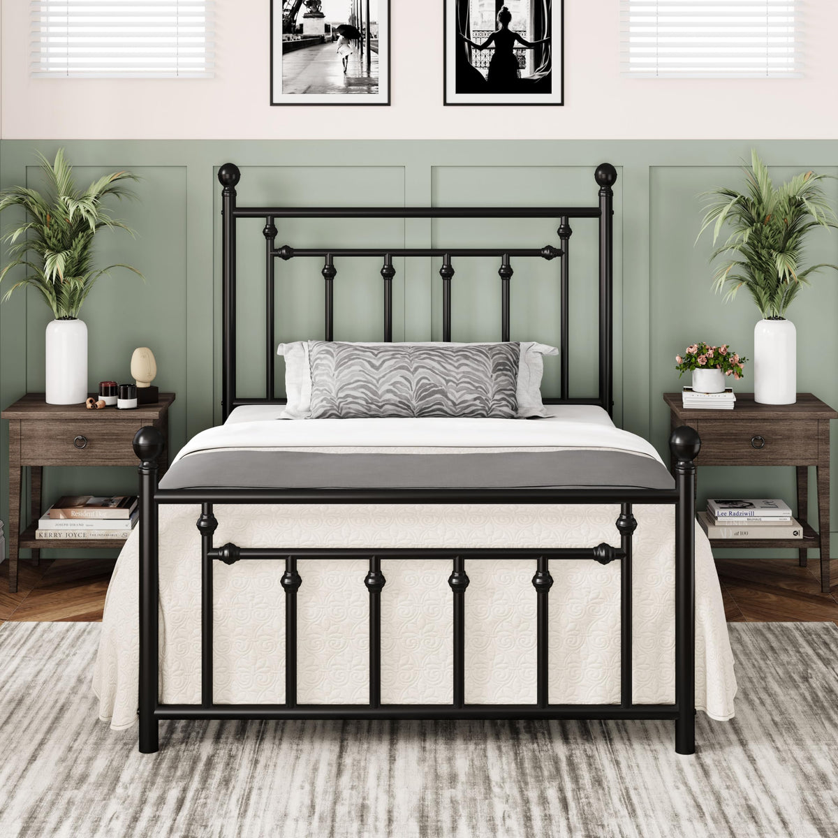 14'' Twin Size Black Metal Platform Bed Frame J3889