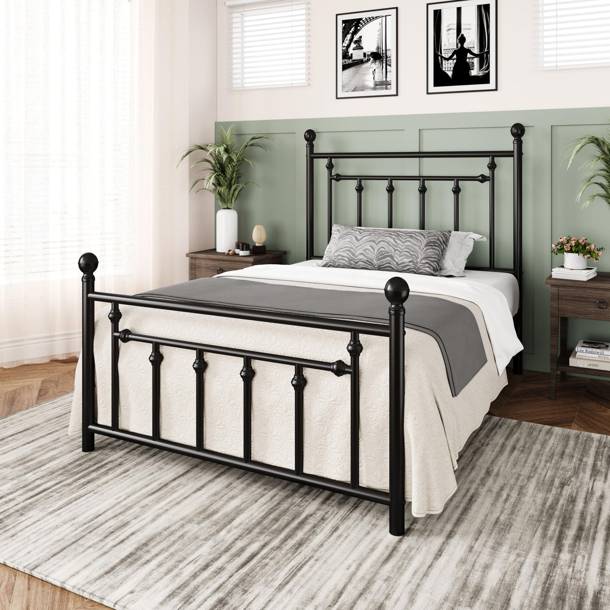 14'' Twin Size Black Metal Platform Bed Frame J3889