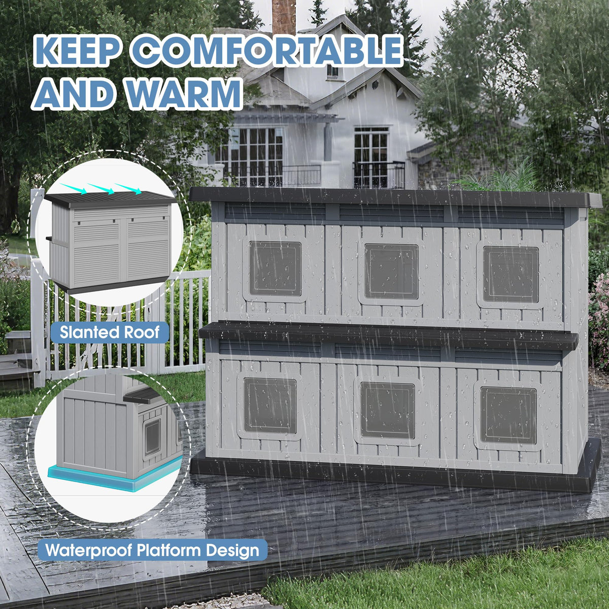Weatherproof 2 Storey Insulated Cat House N939