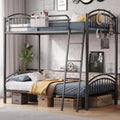 Twin Over Twin Metal Bunk Bed with Ladder Y1746