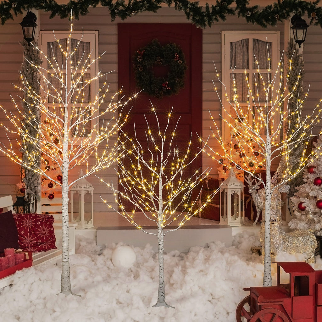 Lighted Birch Twig Tree with Fairy Lights, Pack of 3 Warm White T95904