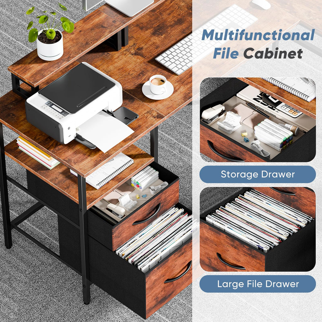 62 Inch L Shaped Computer Desk with Charging Station M84913