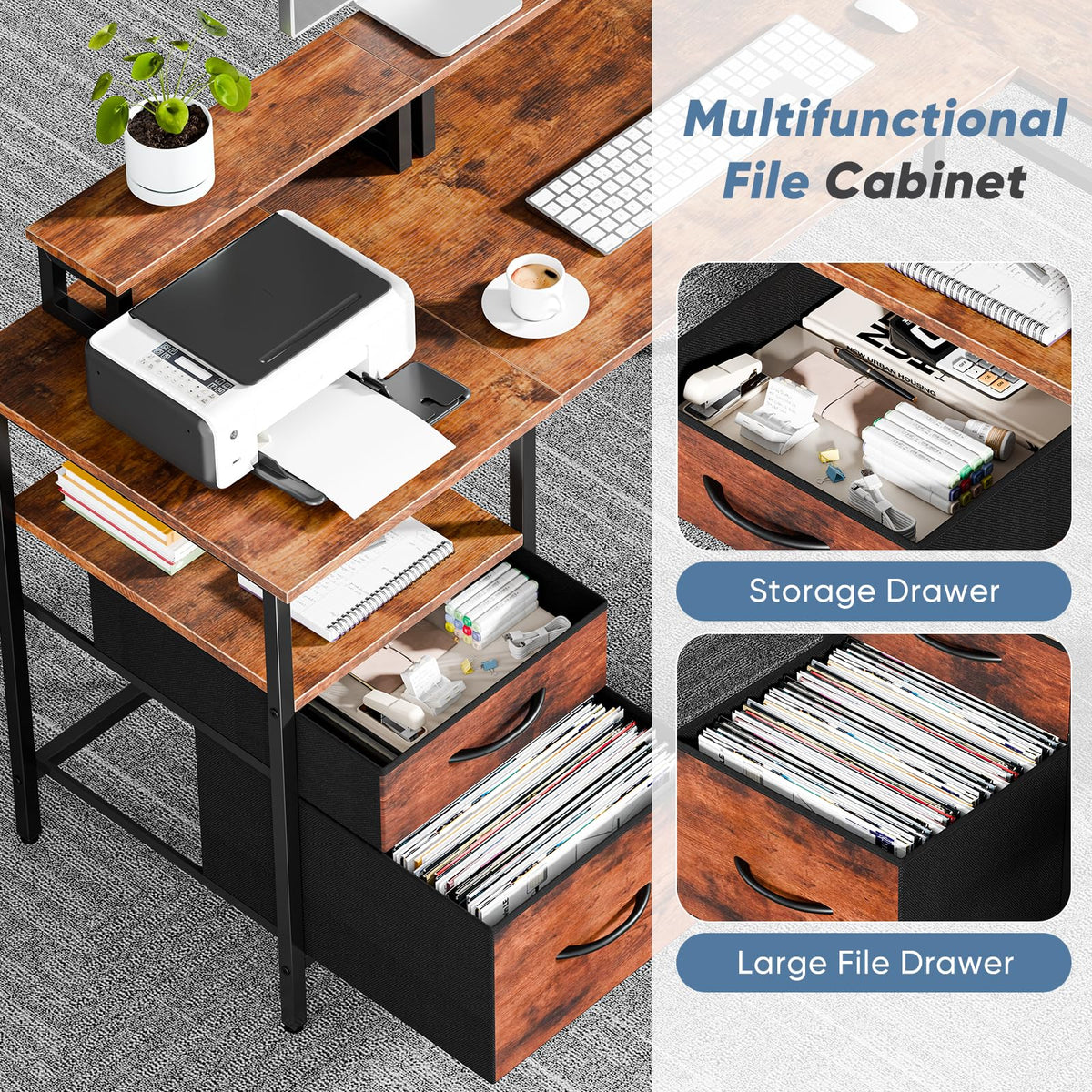 62 Inch L Shaped Computer Desk with Charging Station M84913
