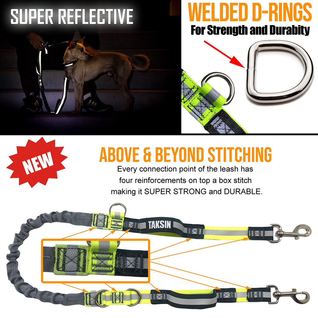Hands Free Dog Leash with Reflective Bungee, Treat Holder, Poop Bag Dispenser A8044