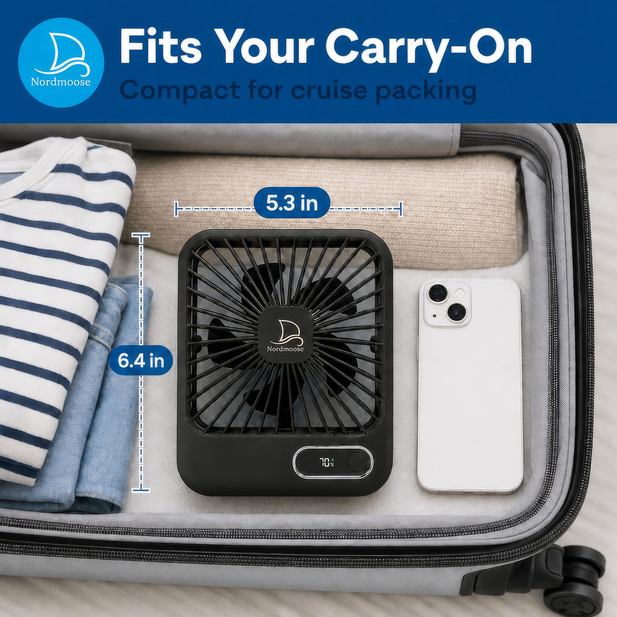 Portable USB Rechargeable Fan with Magnetic Hook L695